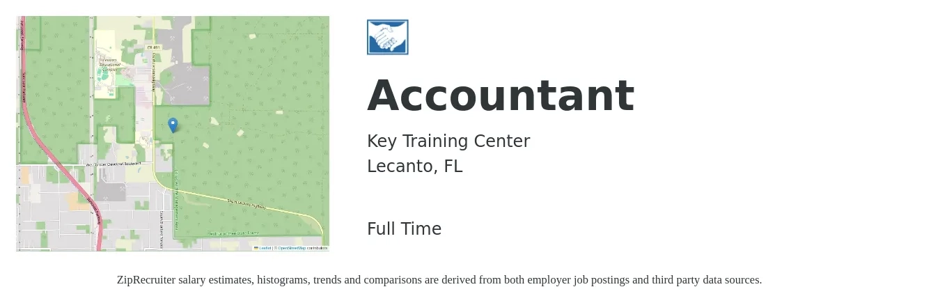 Key Training Center job posting for a Accountant in Lecanto, FL with a salary of $49,100 to $72,000 Yearly with a map of Lecanto location.