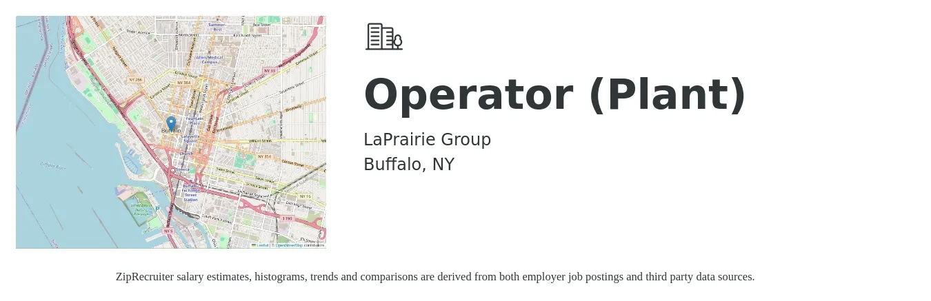LaPrairie Group job posting for a Operator (Plant) in Buffalo, NY with a salary of $16 to $26 Hourly with a map of Buffalo location.