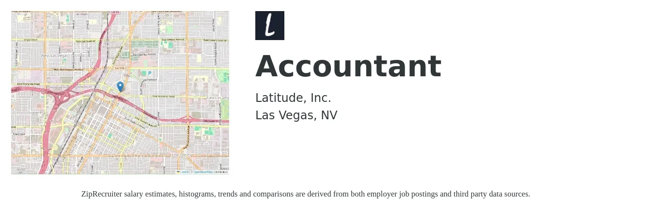 Latitude, Inc. job posting for a Accountant in Las Vegas, NV with a salary of $51,100 to $75,000 Yearly with a map of Las Vegas location.