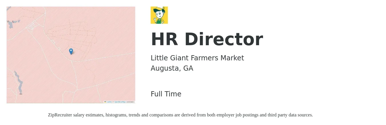 Little Giant Farmers Market job posting for a HR Director in Augusta, GA with a salary of $73,000 to $112,600 Yearly with a map of Augusta location.