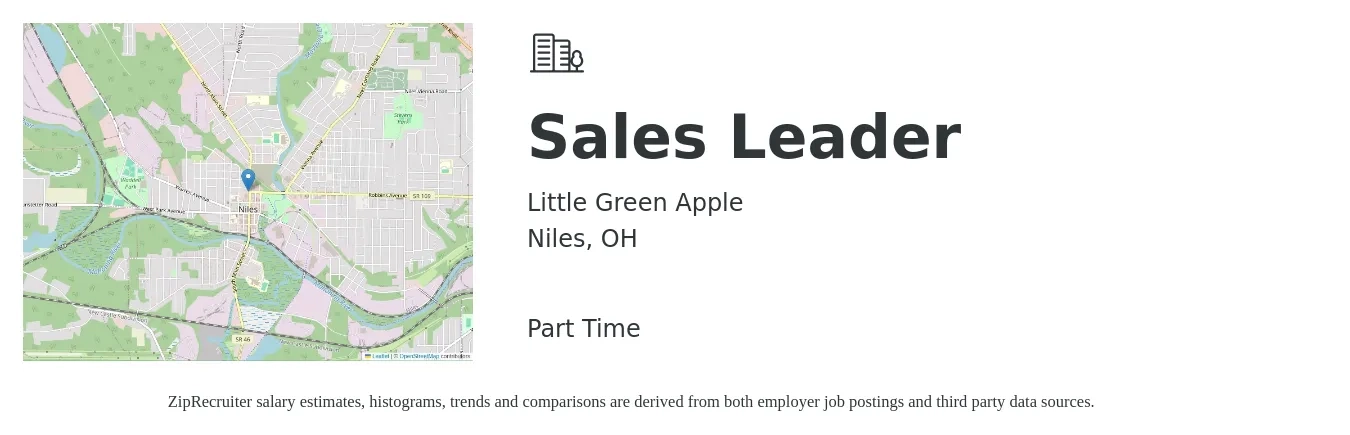 Little Green Apple job posting for a Sales Leader in Niles, OH with a salary of $14 to $22 Hourly with a map of Niles location.