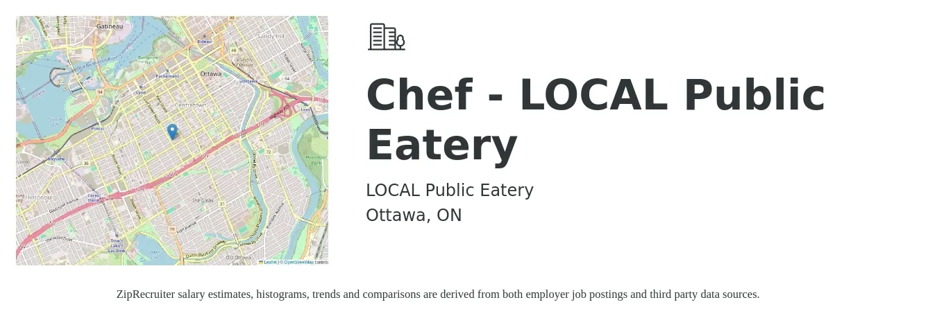 LOCAL Public Eatery job posting for a Chef - LOCAL Public Eatery in Ottawa, ON with a map of Ottawa location.