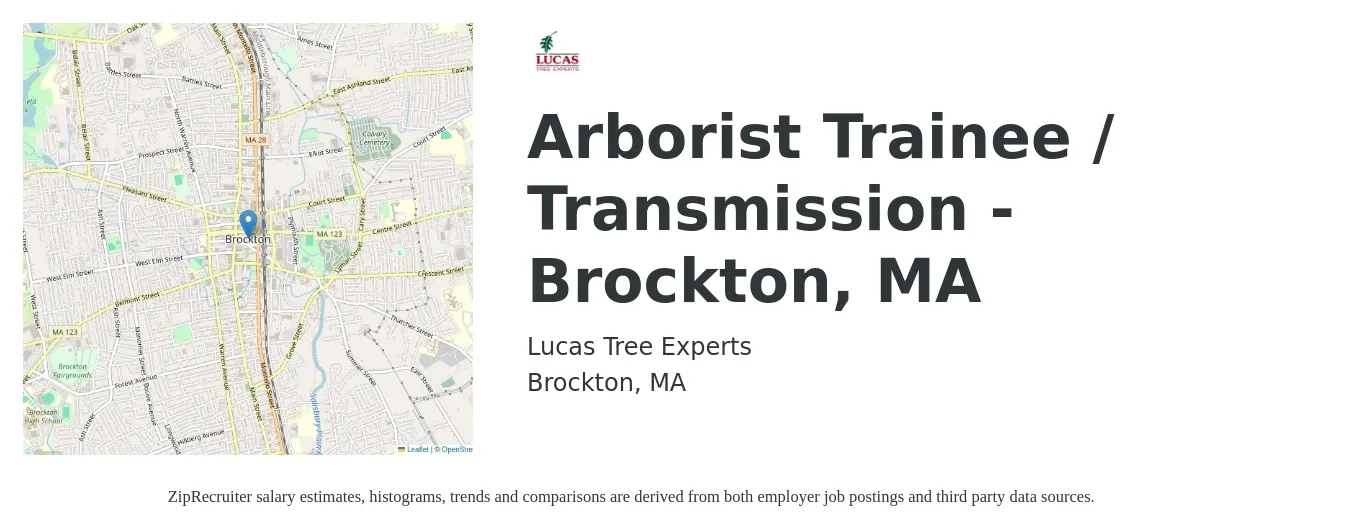 Lucas Tree Experts job posting for a Arborist Trainee / Transmission - Brockton, MA in Brockton, MA with a salary of $17 to $20 Hourly with a map of Brockton location.