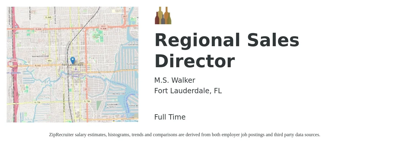 M.S. Walker job posting for a Regional Sales Director in Fort Lauderdale, FL with a salary of $87,000 to $135,700 Yearly with a map of Fort Lauderdale location.