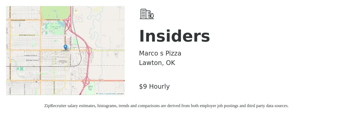 Marco s Pizza job posting for a Insiders in Lawton, OK with a salary of $10 Hourly with a map of Lawton location.