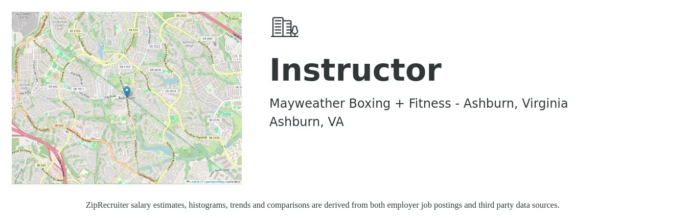 Mayweather Boxing + Fitness - Ashburn, Virginia job posting for a Instructor in Ashburn, VA with a salary of $18 to $31 Hourly with a map of Ashburn location.