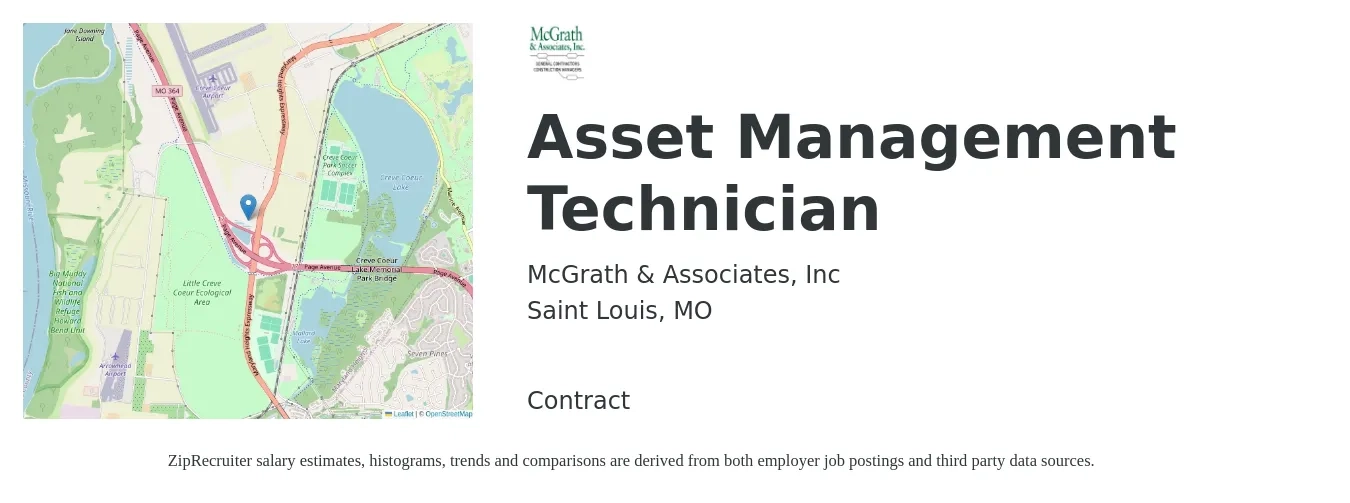 McGrath & Associates, Inc job posting for a Asset Management Technician in Saint Louis, MO with a salary of $17 to $23 Hourly with a map of Saint Louis location.