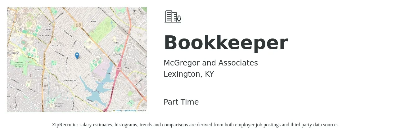 McGregor and Associates job posting for a Bookkeeper in Lexington, KY with a salary of $22 Hourly with a map of Lexington location.