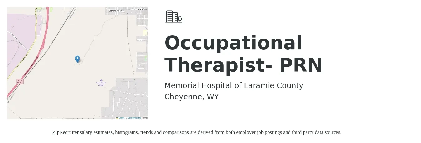 Memorial Hospital of Laramie County job posting for a Occupational Therapist- PRN in Cheyenne, WY with a salary of $38 to $49 Hourly with a map of Cheyenne location.