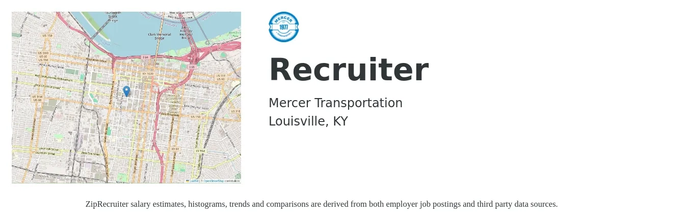 Mercer Transportation job posting for a Recruiter in Louisville, KY with a salary of $17 Hourly with a map of Louisville location.