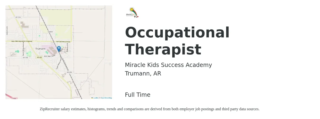Miracle Kids Success Academy job posting for a Occupational Therapist in Trumann, AR with a salary of $38 to $50 Hourly with a map of Trumann location.