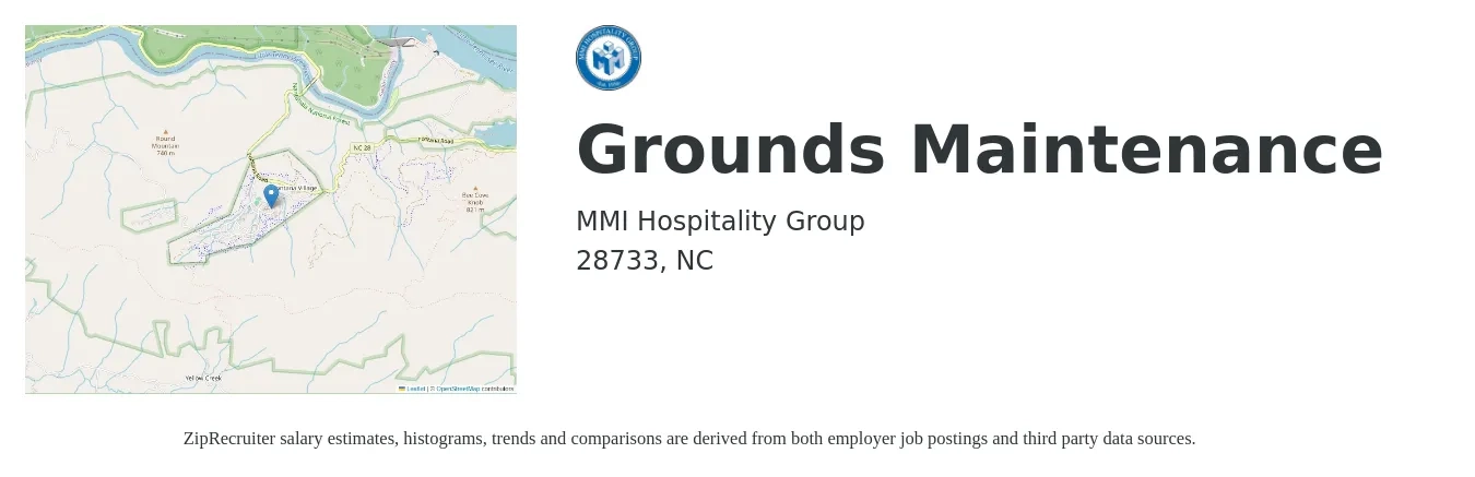 MMI Hospitality Group job posting for a Grounds Maintenance in 28733, NC with a salary of $14 to $18 Hourly with a map of 28733 location.