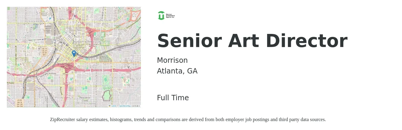 Morrison job posting for a Senior Art Director in Atlanta, GA with a salary of $82,700 to $120,700 Yearly with a map of Atlanta location.