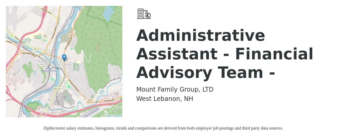 Mount Family Group, LTD job posting for a Administrative Assistant - Financial Advisory Team - in West Lebanon, NH with a salary of $24 Hourly with a map of West Lebanon location.