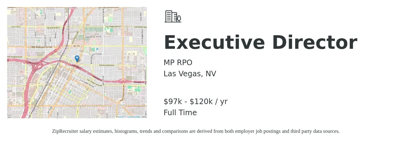 MP RPO job posting for a Executive Director in Las Vegas, NV with a salary of $97,000 to $120,000 Yearly with a map of Las Vegas location.
