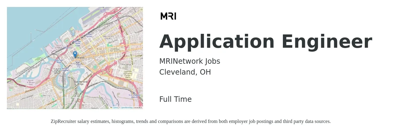 MRINetwork Jobs job posting for a Application Engineer in Cleveland, OH with a salary of $81,500 to $130,900 Yearly with a map of Cleveland location.