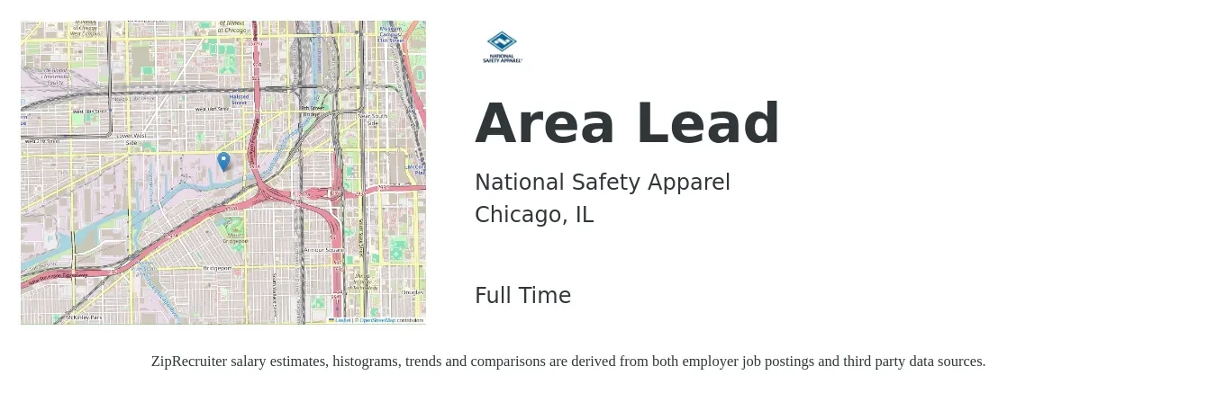 National Safety Apparel job posting for a Area Lead in Chicago, IL with a salary of $16 to $26 Hourly with a map of Chicago location.