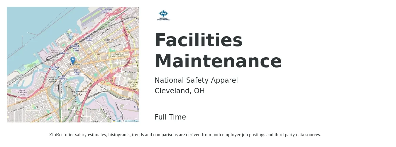 National Safety Apparel job posting for a Facilities Maintenance in Cleveland, OH with a salary of $18 to $23 Hourly with a map of Cleveland location.