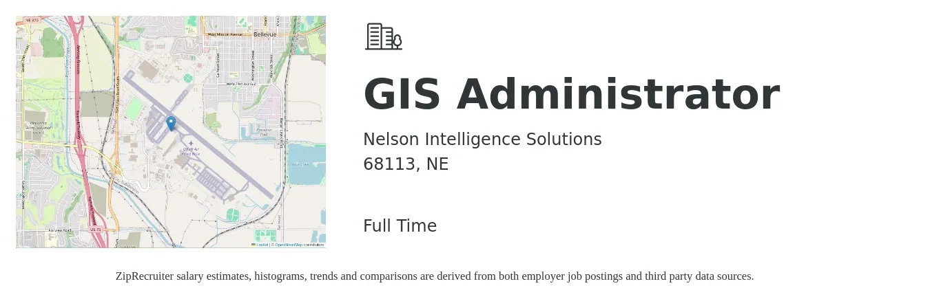 Nelson Intelligence Solutions job posting for a GIS Administrator in 68113, NE with a salary of $21 to $33 Hourly with a map of 68113 location.