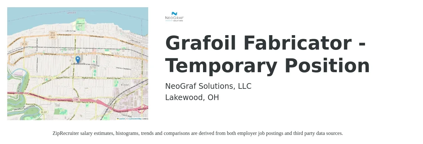 NeoGraf Solutions, LLC job posting for a Grafoil Fabricator - Temporary Position in Lakewood, OH with a salary of $16 to $21 Hourly with a map of Lakewood location.