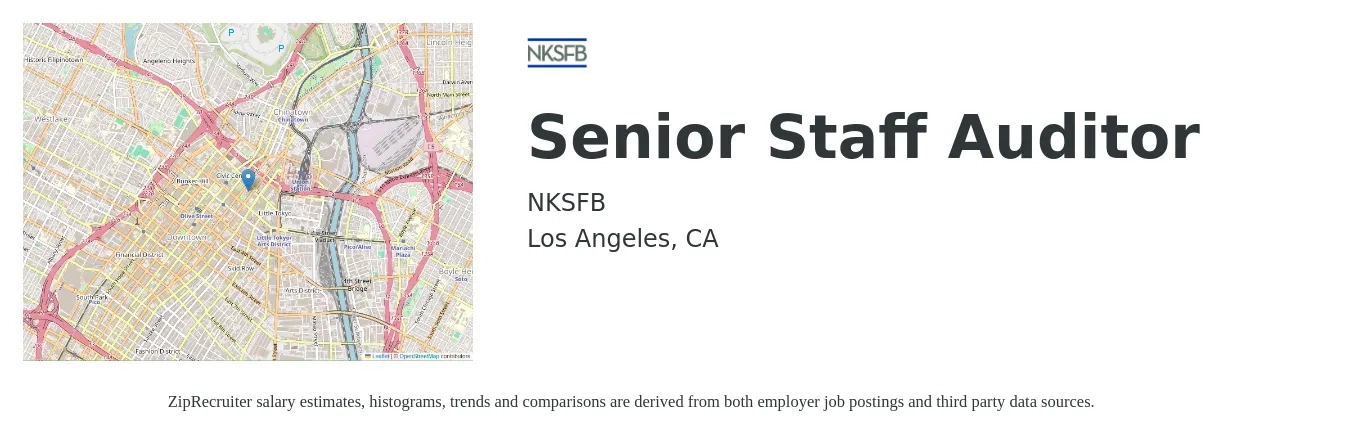 NKSFB job posting for a Senior Staff Auditor in Los Angeles, CA with a salary of $70,000 to $80,000 Yearly with a map of Los Angeles location.