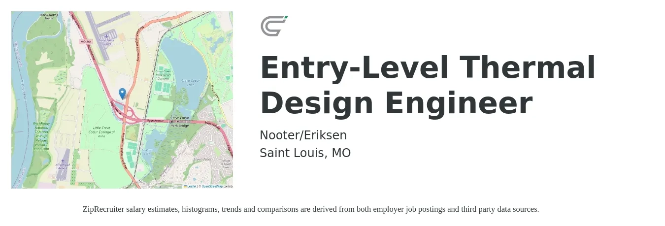 Nooter/Eriksen job posting for a Entry-Level Thermal Design Engineer in Saint Louis, MO with a salary of $27 to $38 Hourly with a map of Saint Louis location.