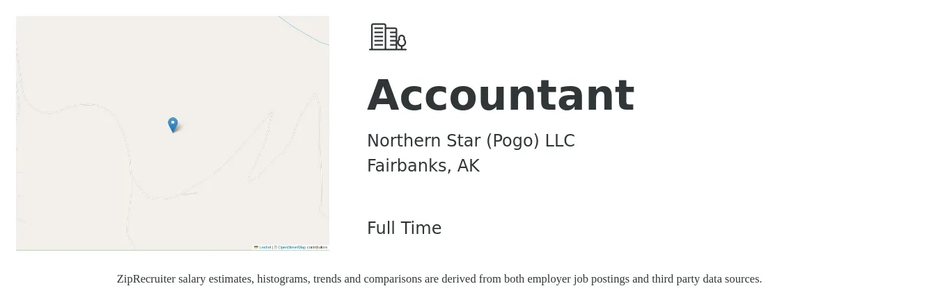 Northern Star (Pogo) LLC job posting for a Accountant in Fairbanks, AK with a salary of $95,000 Yearly with a map of Fairbanks location.
