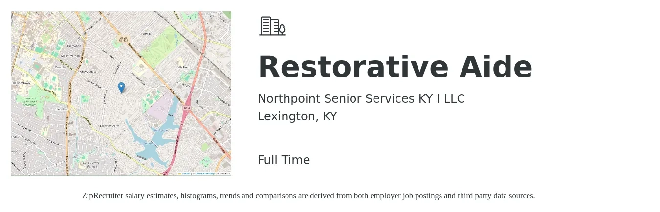 Northpoint Senior Services KY I LLC job posting for a Restorative Aide in Lexington, KY with a salary of $17 to $22 Hourly with a map of Lexington location.