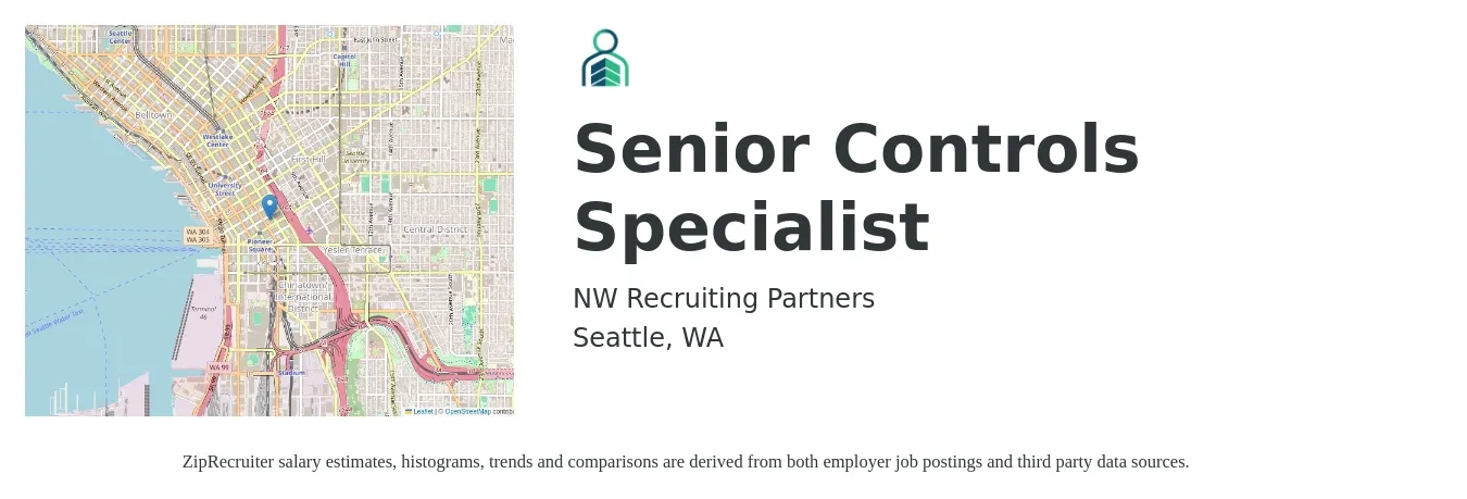 NW Recruiting Partners job posting for a Senior Controls Specialist in Seattle, WA with a salary of $55 to $76 Hourly with a map of Seattle location.