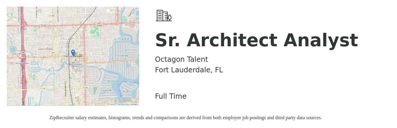 Octagon Talent job posting for a Sr. Architect Analyst in Fort Lauderdale, FL with a salary of $57 to $74 Hourly with a map of Fort Lauderdale location.