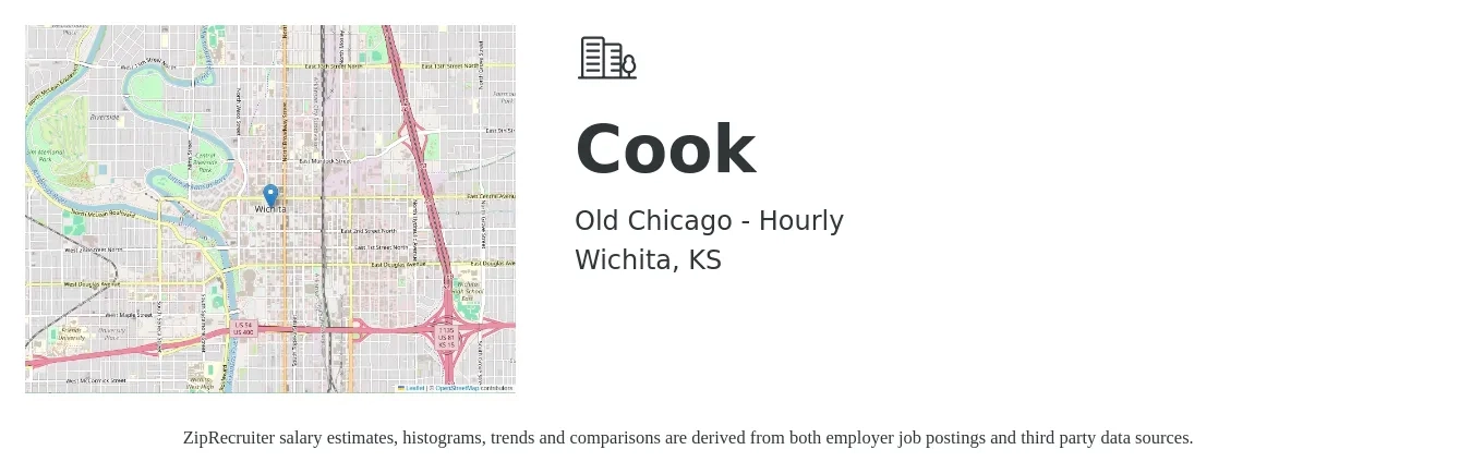 Old Chicago - Hourly job posting for a Cook in Wichita, KS with a salary of $12 to $17 Hourly with a map of Wichita location.