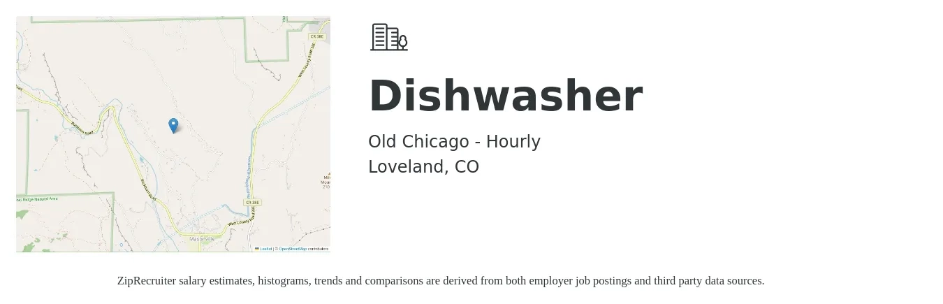 Old Chicago - Hourly job posting for a Dishwasher in Loveland, CO with a salary of $12 to $16 Hourly with a map of Loveland location.
