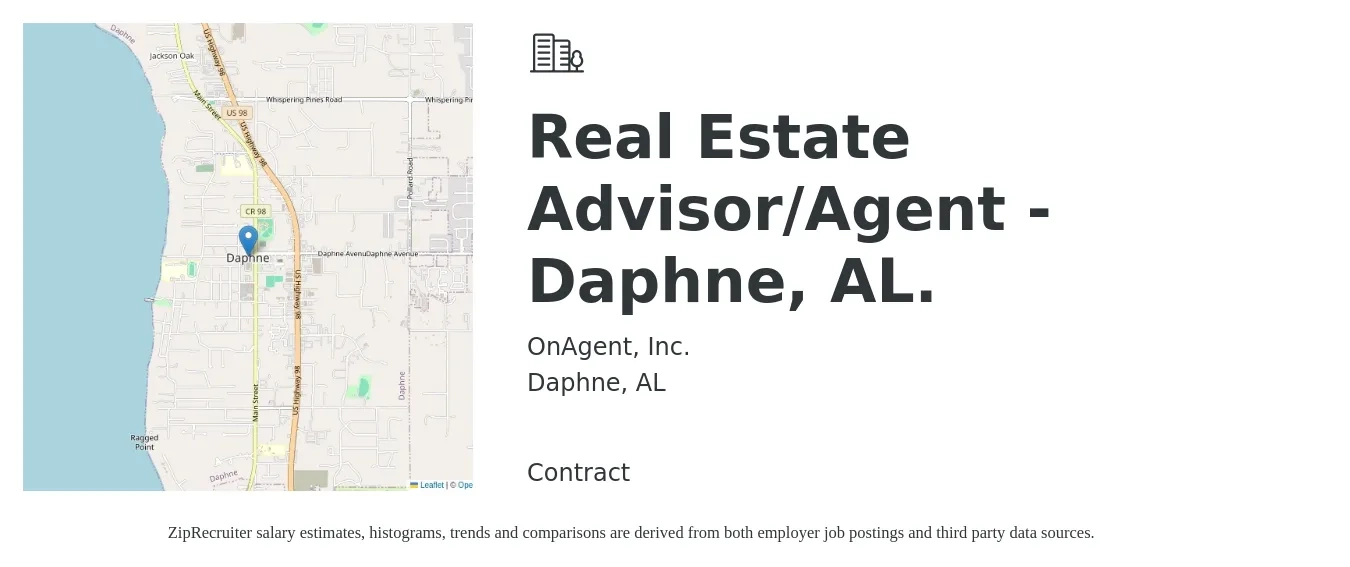 OnAgent, Inc. job posting for a Real Estate Advisor/Agent - Daphne, AL. in Daphne, AL with a salary of $52,200 to $87,000 Yearly with a map of Daphne location.