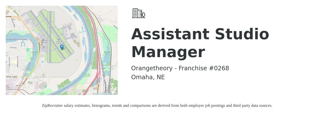 Orangetheory - Franchise #0268 job posting for a Assistant Studio Manager in Omaha, NE with a salary of $17 to $25 Hourly with a map of Omaha location.