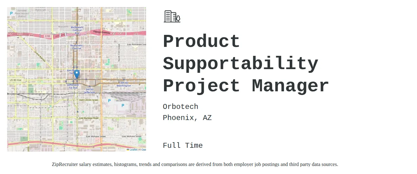 KLA Corporation job posting for a Product Supportability Project Manager in Phoenix, AZ with a salary of $45 to $66 Hourly and benefits including Medical, Vision, Dental, PTO, Life, and Retirement with a map of Phoenix location.