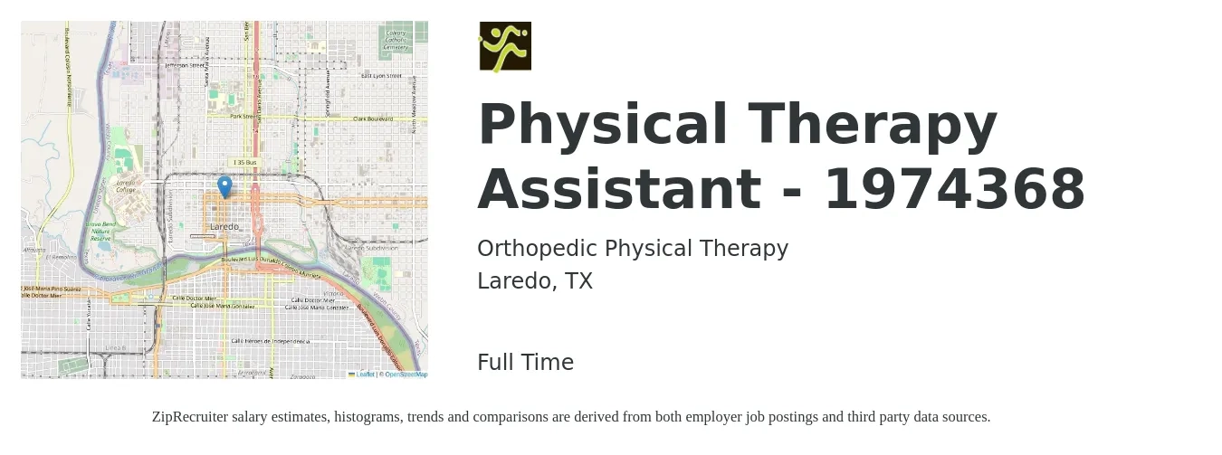 Orthopedic Physical Therapy job posting for a Physical Therapy Assistant - 1974368 in Laredo, TX with a salary of $24 to $32 Hourly with a map of Laredo location.