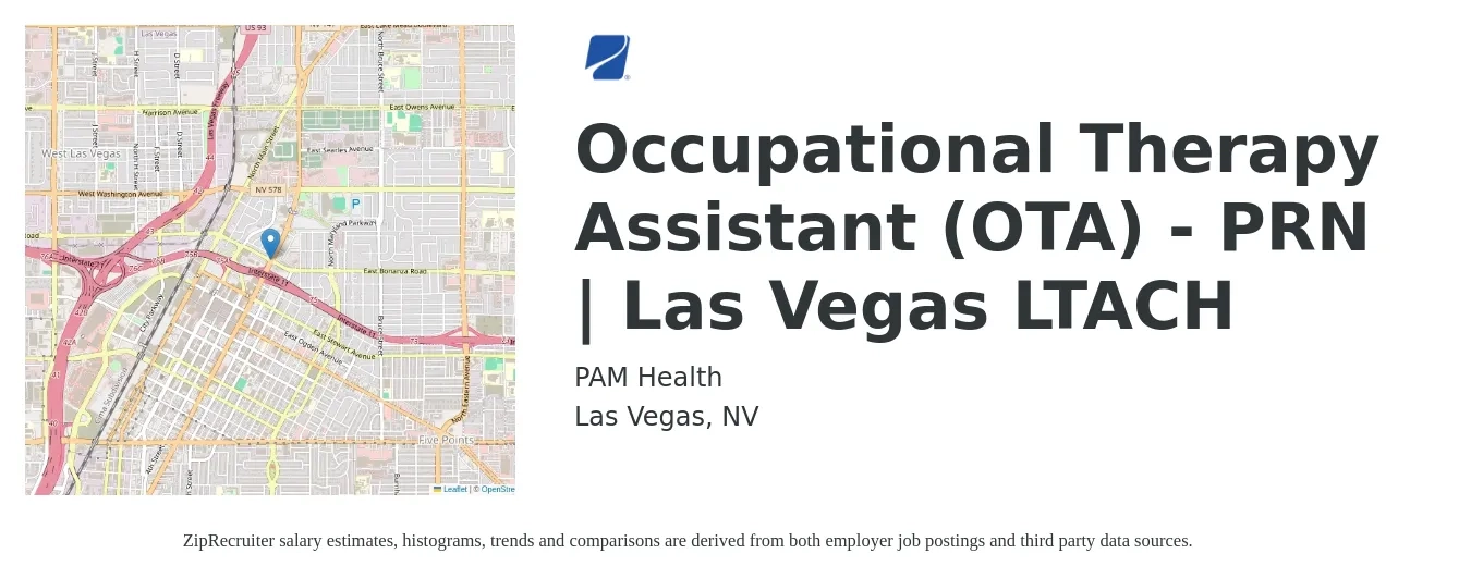 PAM Health job posting for a *Occupational Therapy Assistant (OTA) - PRN | Las Vegas LTACH in Las Vegas, NV with a salary of $26 to $35 Hourly with a map of Las Vegas location.