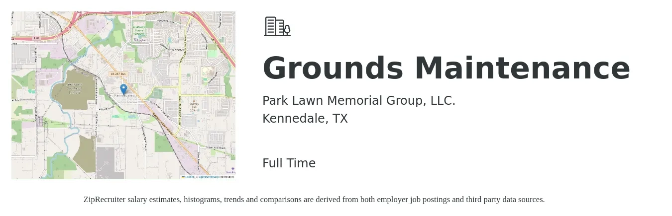Park Lawn Memorial Group, LLC. job posting for a Grounds Maintenance in Kennedale, TX with a salary of $14 to $18 Hourly with a map of Kennedale location.