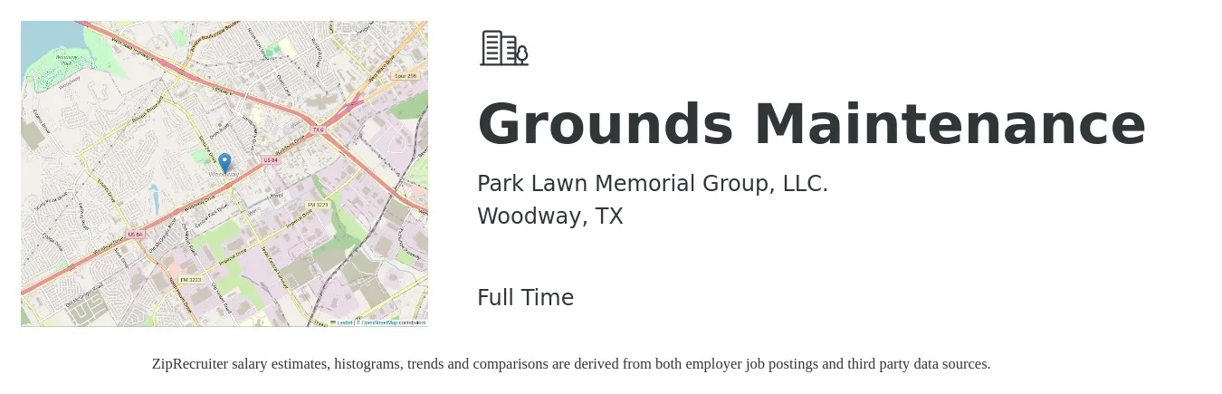 Park Lawn Memorial Group, LLC. job posting for a Grounds Maintenance in Woodway, TX with a salary of $14 to $18 Hourly with a map of Woodway location.
