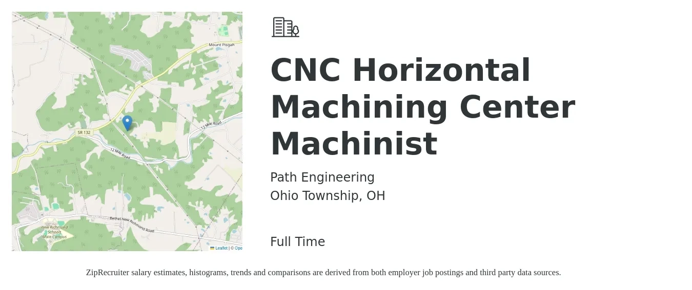 Path Engineering job posting for a CNC Horizontal Machining Center Machinist in Ohio Township, OH with a salary of $20 to $27 Hourly with a map of Ohio Township location.