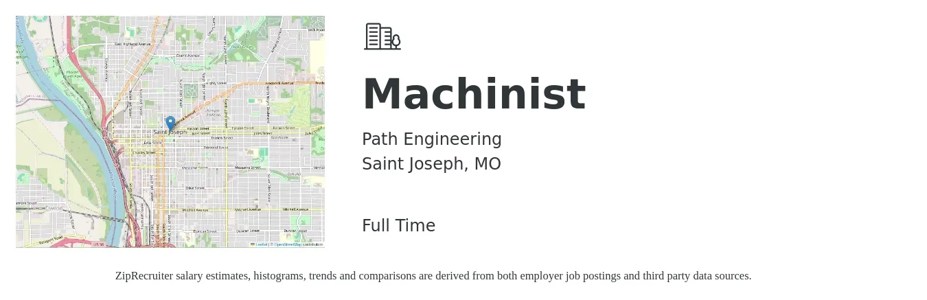 Path Engineering job posting for a Machinist in Saint Joseph, MO with a salary of $29 Hourly with a map of Saint Joseph location.
