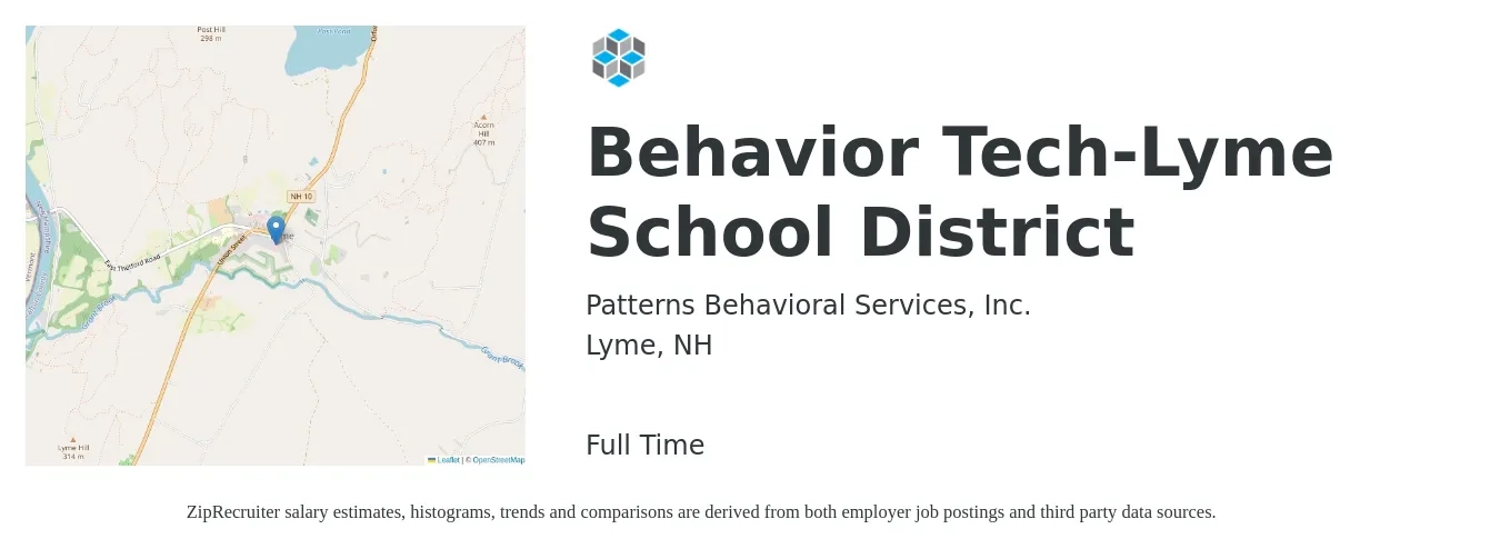Patterns Behavioral Services, Inc. job posting for a Behavior Tech-Lyme School District in Lyme, NH with a salary of $18 to $24 Hourly with a map of Lyme location.
