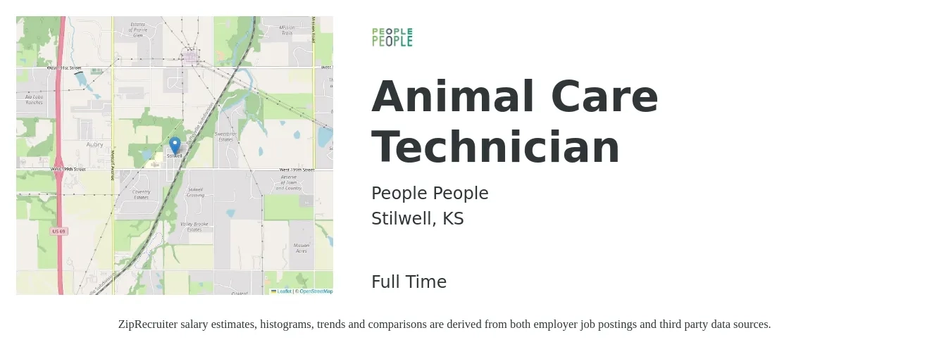 People People job posting for a Animal Care Technician in Stilwell, KS with a salary of $14 to $20 Hourly with a map of Stilwell location.