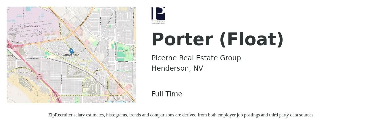 Picerne Real Estate Group job posting for a Porter (Float) in Henderson, NV with a salary of $16 Hourly with a map of Henderson location.