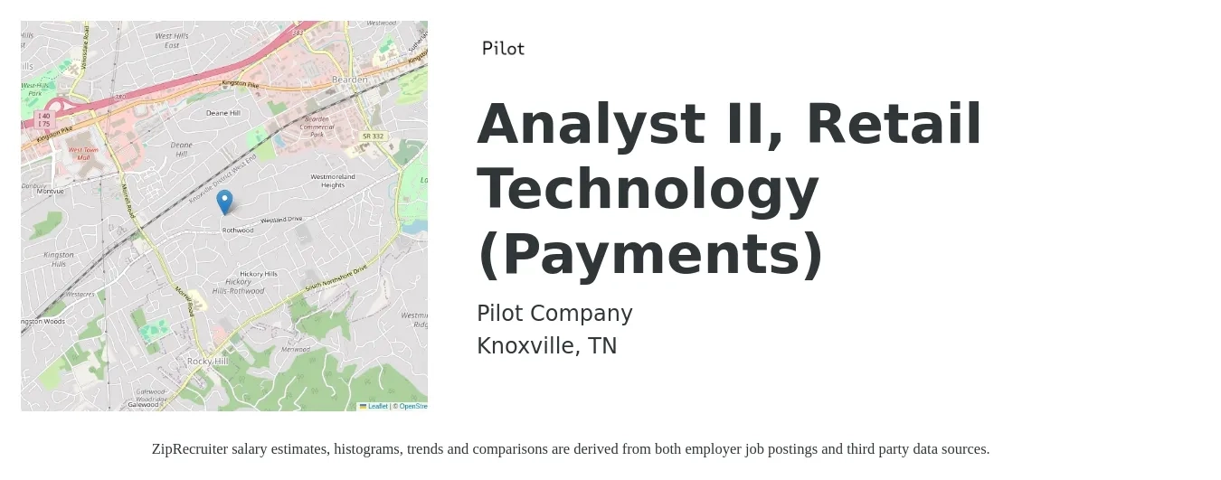 Pilot Company job posting for a Analyst II, Retail Technology (Payments) in Knoxville, TN with a salary of $24 to $34 Hourly with a map of Knoxville location.