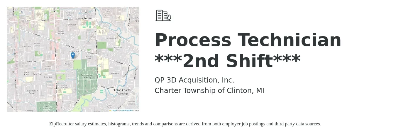 QP 3D Acquisition, Inc. job posting for a Process Technician ***2nd Shift*** in Charter Township of Clinton, MI with a salary of $19 to $27 Hourly with a map of Charter Township of Clinton location.