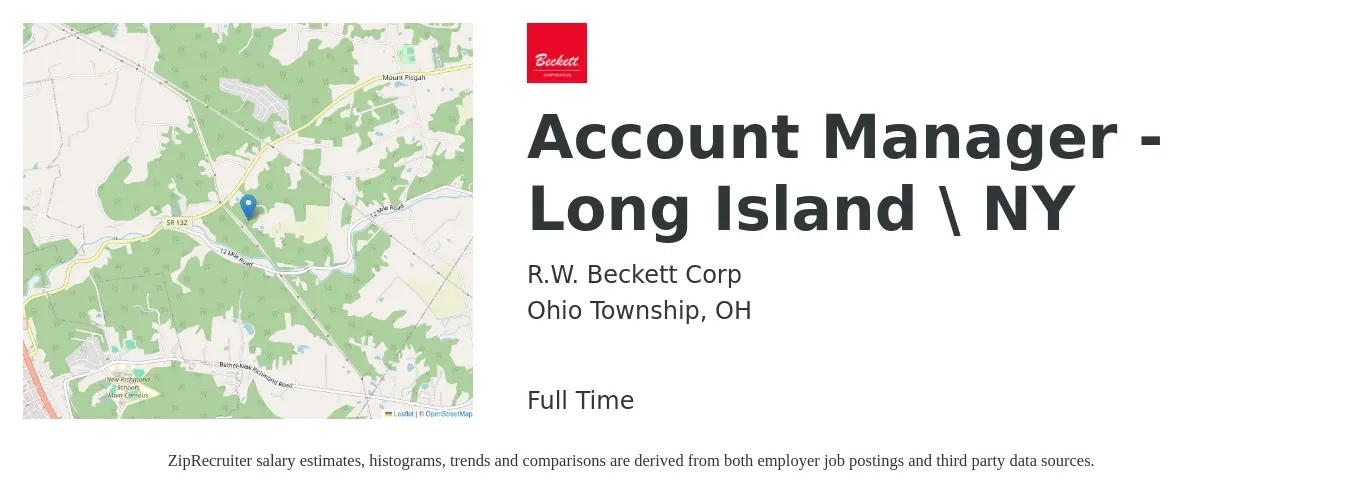 R.W. Beckett Corp job posting for a Account Manager - Long Island \ NY in Ohio Township, OH with a salary of $46,300 to $75,800 Yearly with a map of Ohio Township location.