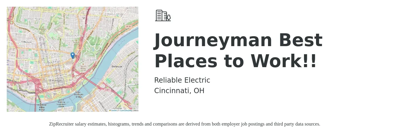 Reliable Electric job posting for a Journeyman Best Places to Work!! in Cincinnati, OH with a salary of $27 to $36 Hourly with a map of Cincinnati location.