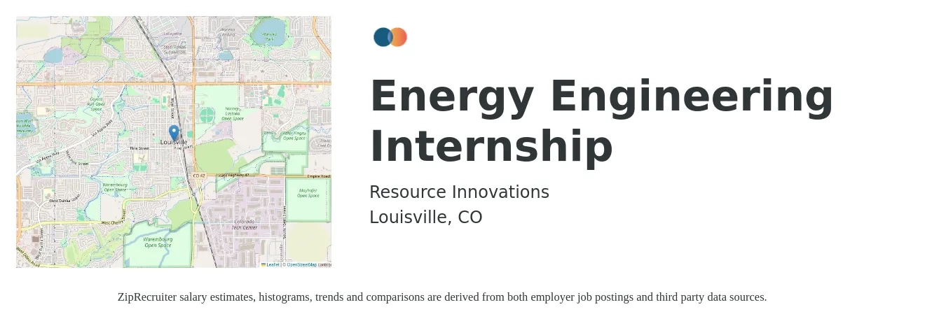 Resource Innovations job posting for a Energy Engineering Internship in Louisville, CO with a salary of $18 to $23 Hourly with a map of Louisville location.