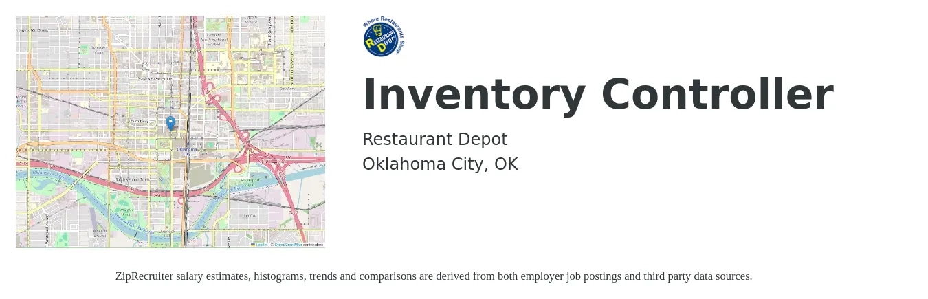 Restaurant Depot job posting for a Inventory Controller in Oklahoma City, OK with a salary of $15 to $19 Hourly with a map of Oklahoma City location.